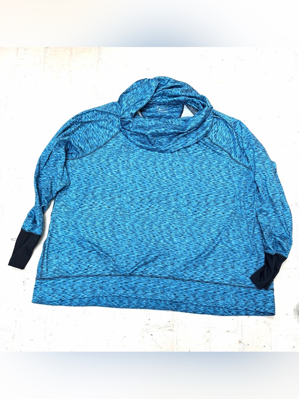 Tek Gear Teal Blue Marled Pullover Cowl Neck Sweater / Athletic Sweatshirt